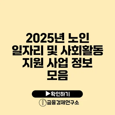 2025년 노인 일자리 및 사회활동 지원 사업 정보 모음