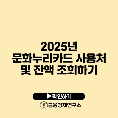 2025년 문화누리카드 사용처 및 잔액 조회하기