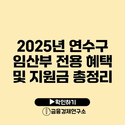 2025년 연수구 임산부 전용 혜택 및 지원금 총정리