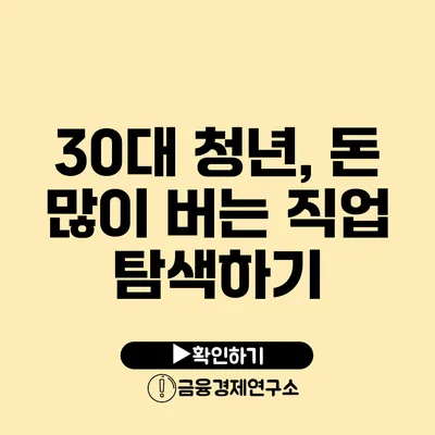 30대 청년, 돈 많이 버는 직업 탐색하기