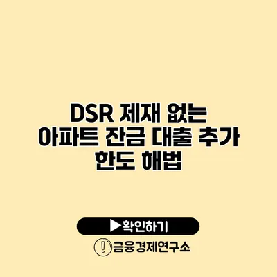 DSR 제재 없는 아파트 잔금 대출 추가 한도 해법