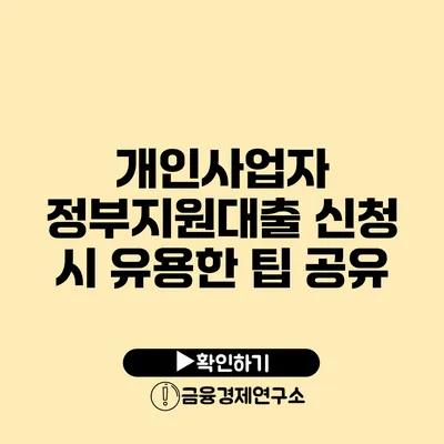 개인사업자 정부지원대출 신청 시 유용한 팁 공유