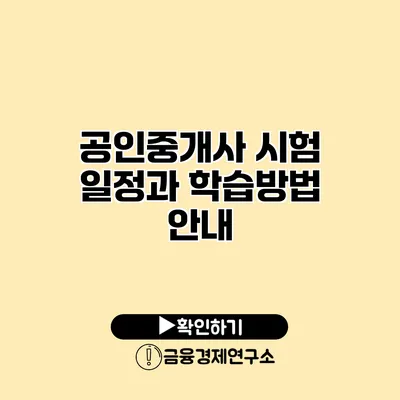 공인중개사 시험 일정과 학습방법 안내