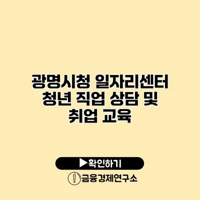 광명시청 일자리센터 청년 직업 상담 및 취업 교육