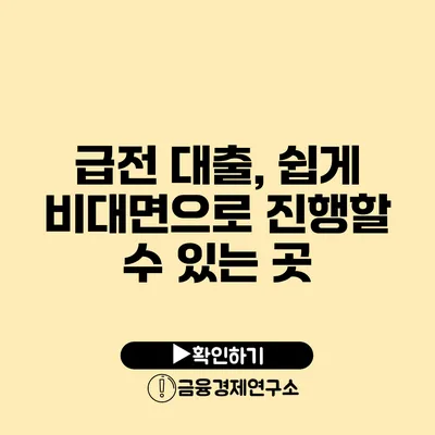 급전 대출, 쉽게 비대면으로 진행할 수 있는 곳