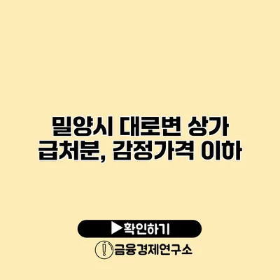 밀양시 대로변 상가 급처분, 감정가격 이하