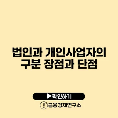 법인과 개인사업자의 구분 장점과 단점