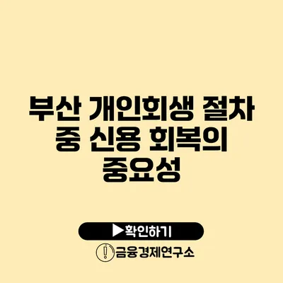 부산 개인회생 절차 중 신용 회복의 중요성