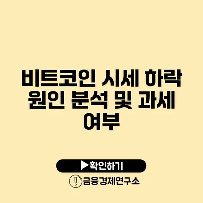 비트코인 시세 하락 원인 분석 및 과세 여부