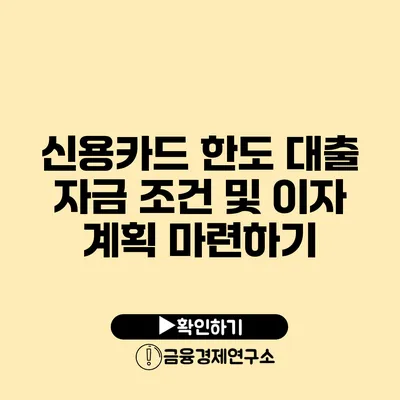 신용카드 한도 대출 자금 조건 및 이자 계획 마련하기