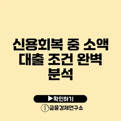 신용회복 중 소액 대출 조건 완벽 분석