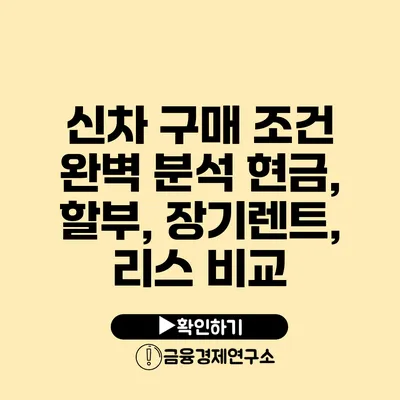 신차 구매 조건 완벽 분석: 현금, 할부, 장기렌트, 리스 비교