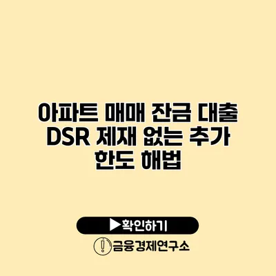 아파트 매매 잔금 대출 DSR 제재 없는 추가 한도 해법