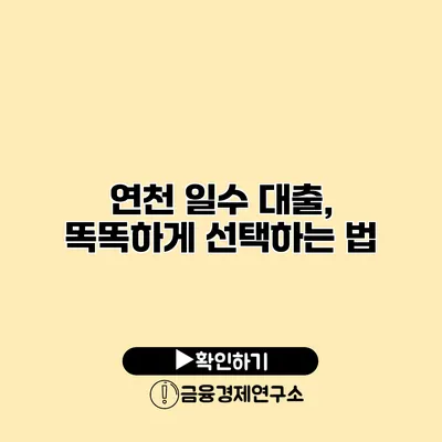 연천 일수 대출, 똑똑하게 선택하는 법