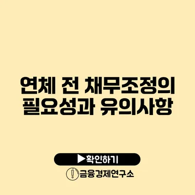 연체 전 채무조정의 필요성과 유의사항