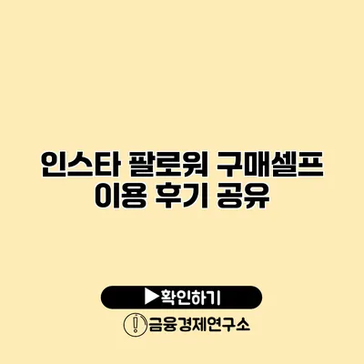 인스타 팔로워 구매셀프 이용 후기 공유