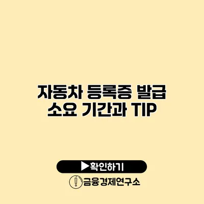 자동차 등록증 발급 소요 기간과 TIP