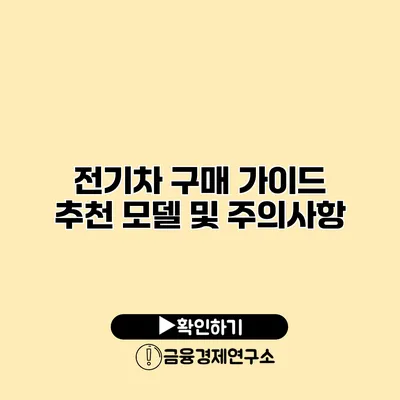 전기차 구매 가이드 추천 모델 및 주의사항