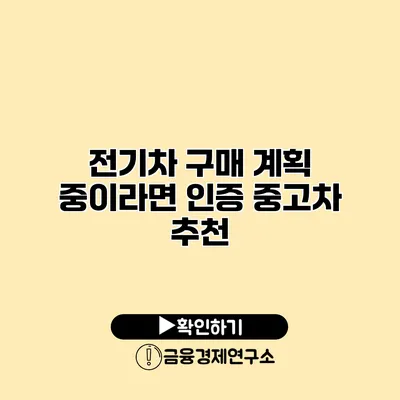 전기차 구매 계획 중이라면? 인증 중고차 추천