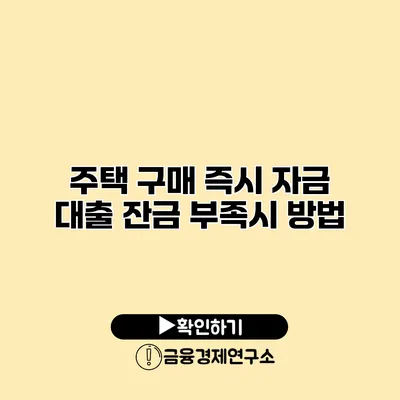 주택 구매 즉시 자금 대출 잔금 부족시 방법