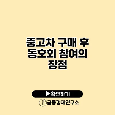 중고차 구매 후 동호회 참여의 장점