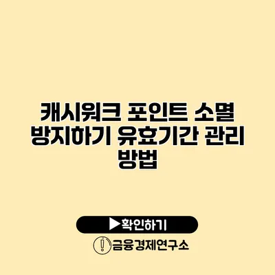 캐시워크 포인트 소멸 방지하기 유효기간 관리 방법