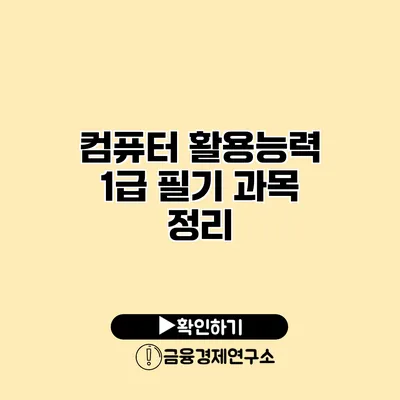 컴퓨터 활용능력 1급 필기 과목 정리