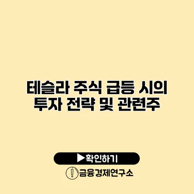 테슬라 주식 급등 시의 투자 전략 및 관련주