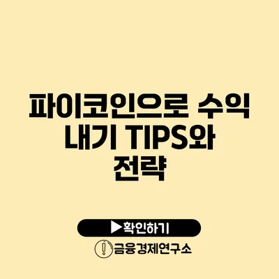 파이코인으로 수익 내기 TIPS와 전략