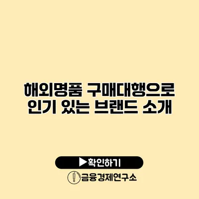 해외명품 구매대행으로 인기 있는 브랜드 소개