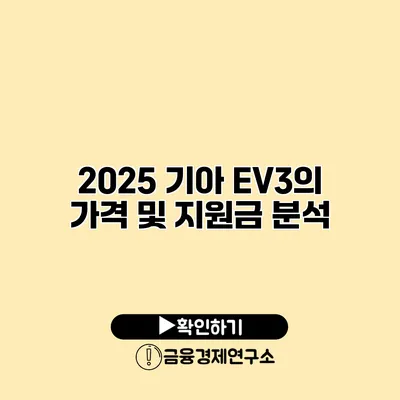 2025 기아 EV3의 가격 및 지원금 분석