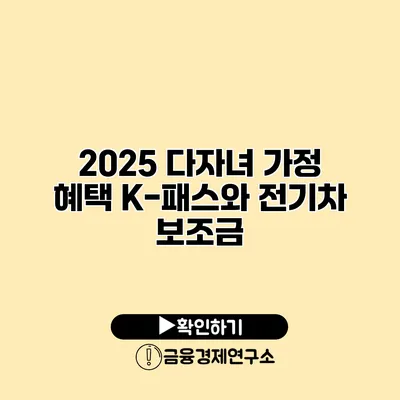2025 다자녀 가정 혜택 K-패스와 전기차 보조금