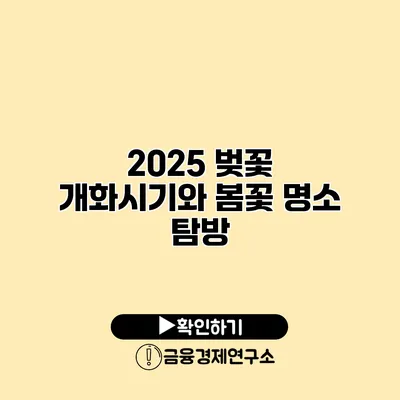 2025 벚꽃 개화시기와 봄꽃 명소 탐방