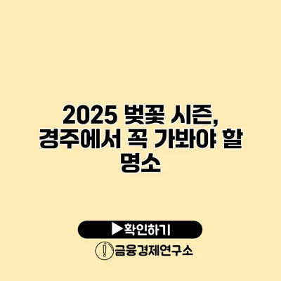 2025 벚꽃 시즌, 경주에서 꼭 가봐야 할 명소