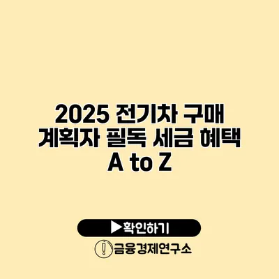 2025 전기차 구매 계획자 필독 세금 혜택 A to Z