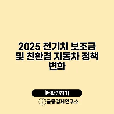 2025 전기차 보조금 및 친환경 자동차 정책 변화