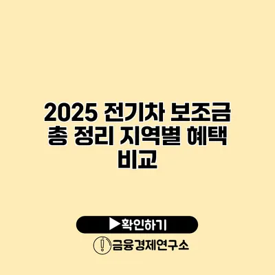 2025 전기차 보조금 총 정리 지역별 혜택 비교