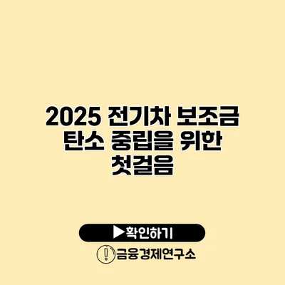 2025 전기차 보조금 탄소 중립을 위한 첫걸음