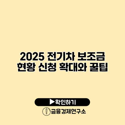 2025 전기차 보조금 현황 신청 확대와 꿀팁