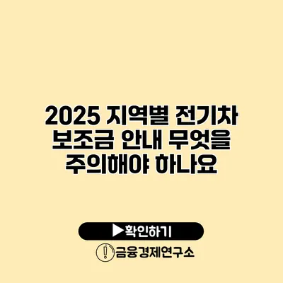 2025 지역별 전기차 보조금 안내 무엇을 주의해야 하나요?