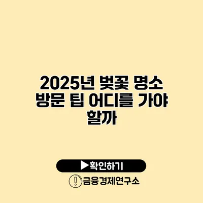 2025년 벚꽃 명소 방문 팁 어디를 가야 할까?