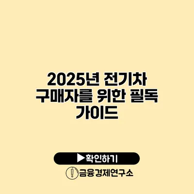 2025년 전기차 구매자를 위한 필독 가이드