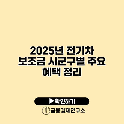 2025년 전기차 보조금 시군구별 주요 혜택 정리