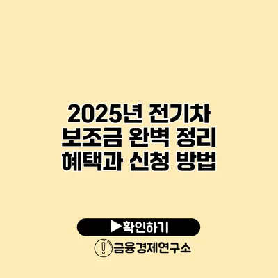 2025년 전기차 보조금 완벽 정리 혜택과 신청 방법