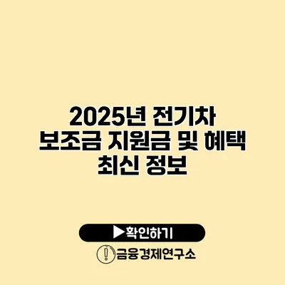 2025년 전기차 보조금 지원금 및 혜택 최신 정보
