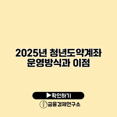 2025년 청년도약계좌 운영방식과 이점