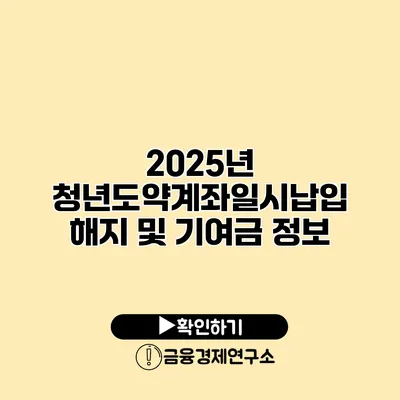 2025년 청년도약계좌일시납입 해지 및 기여금 정보