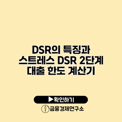 DSR의 특징과 스트레스 DSR 2단계 대출 한도 계산기