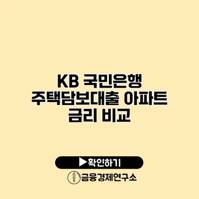 KB 국민은행 주택담보대출 아파트 금리 비교