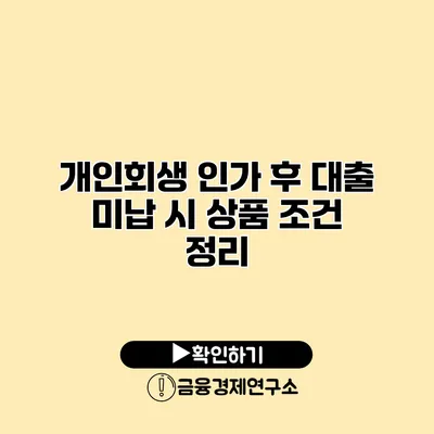 개인회생 인가 후 대출 미납 시 상품 조건 정리